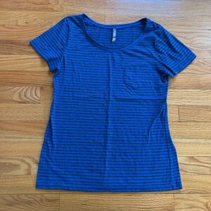 Charlotte Russe. Blue and Dark Gray Striped Top. Size Medium.